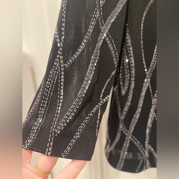Alex Evening Black Sleeveless Top with Silver Accents And Jacket Set.Size S - Picture 13 of 16